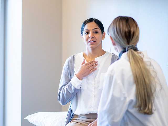 Woman talking to provider